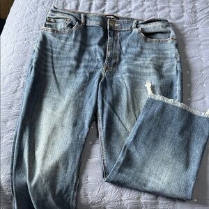 Capris-Express Light Blue Straight Leg Jeans - Raw Hem size 12